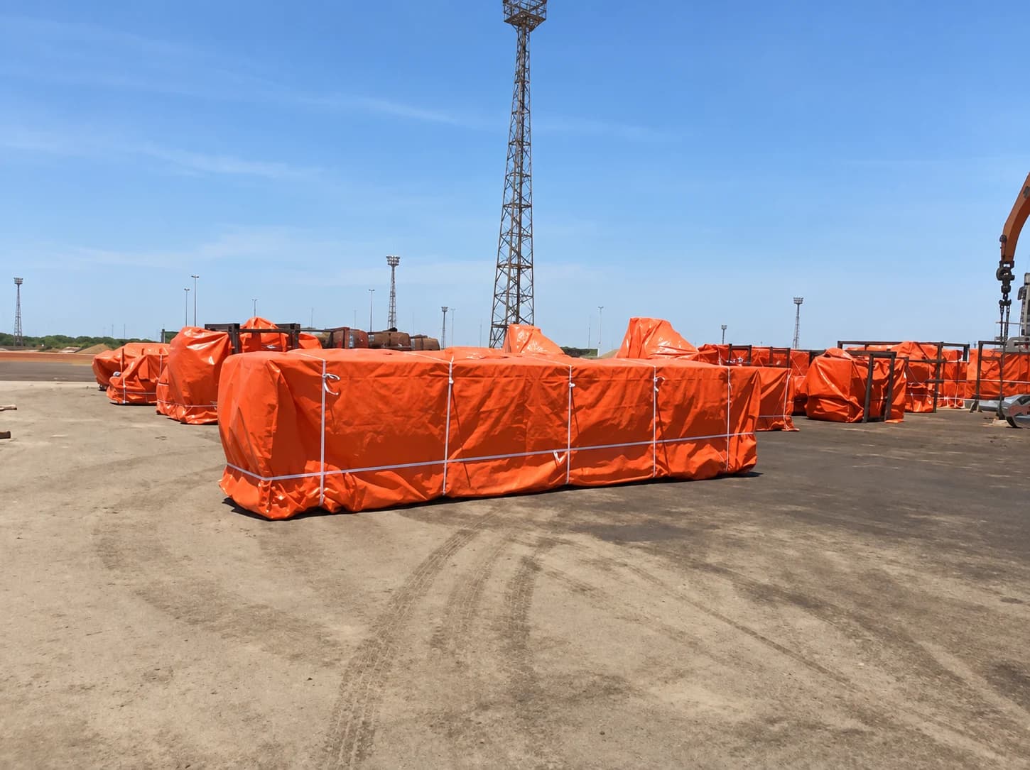 Cargo staged at the port